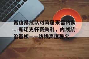 嵩山暴熊队对阵蓬莱雪豹队，斯诺克杯赛失利，内线统治篮板——防线高度稳定的简单介绍AYX体育官方网站